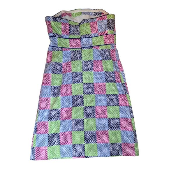 VINEYARD VINES Whale Patchwork Print Aurora Strapless Dress - Size 6 - Picture 3 of 7